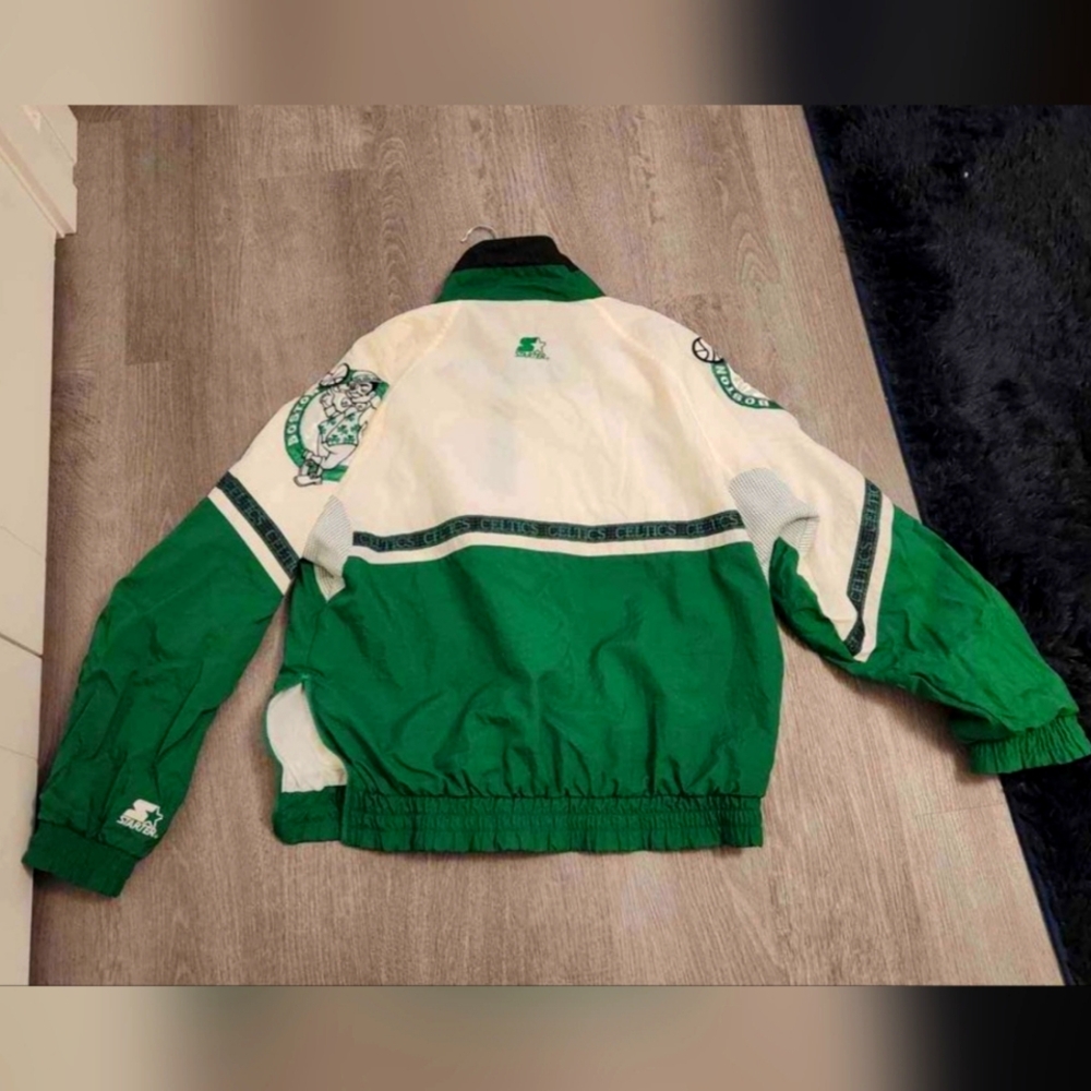 1997 Vintage Boston Celtics Half Zip Windbreaker Xtra-Large White and green NBA
